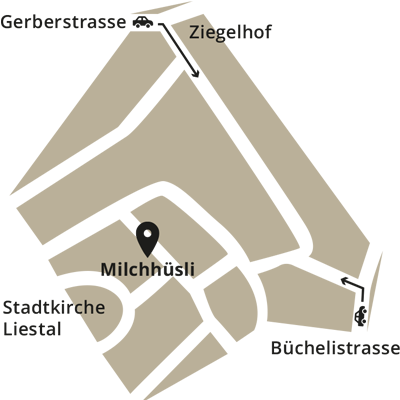 Anfahrtsplan Milchhüsli Liestal